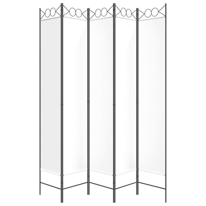 Kamerscherm Met 5 Panelen 200X220 Cm Stof Wit 1 200 x 220 cm