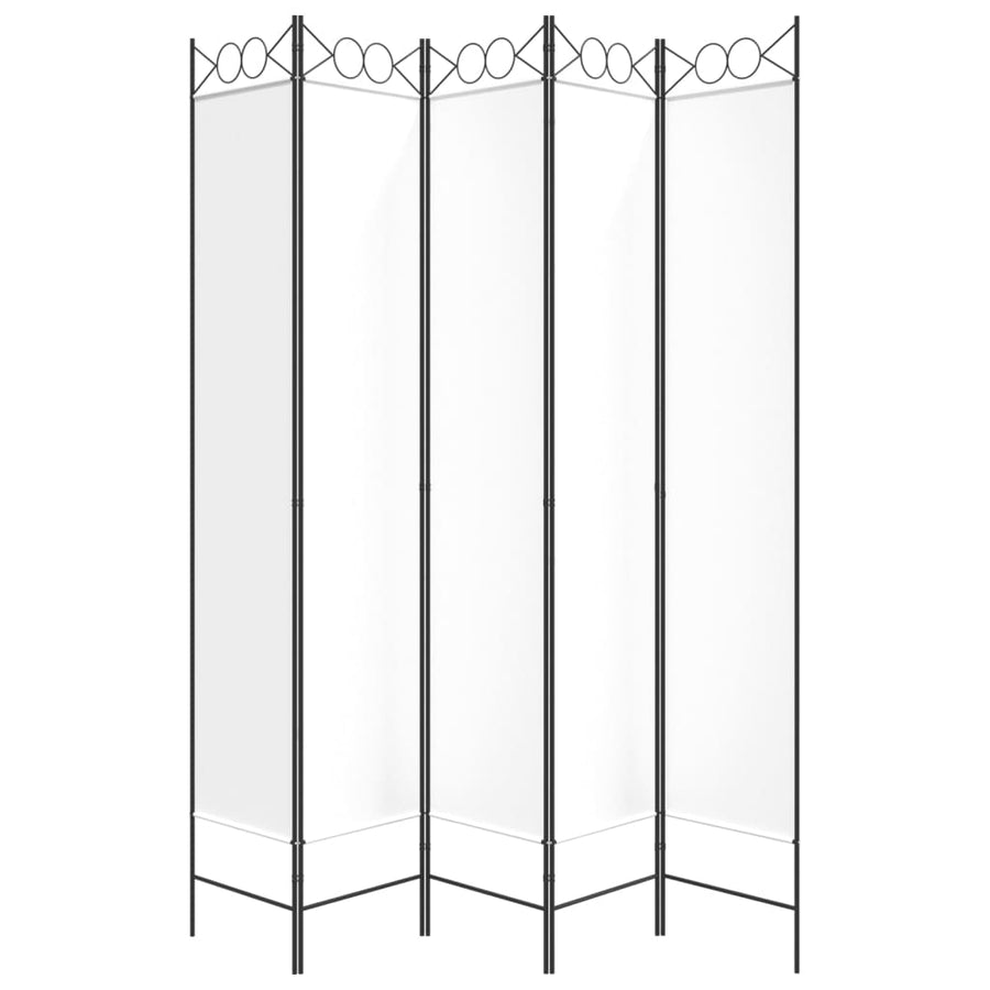 Kamerscherm Met 5 Panelen 200X220 Cm Stof Wit 1 200 x 220 cm