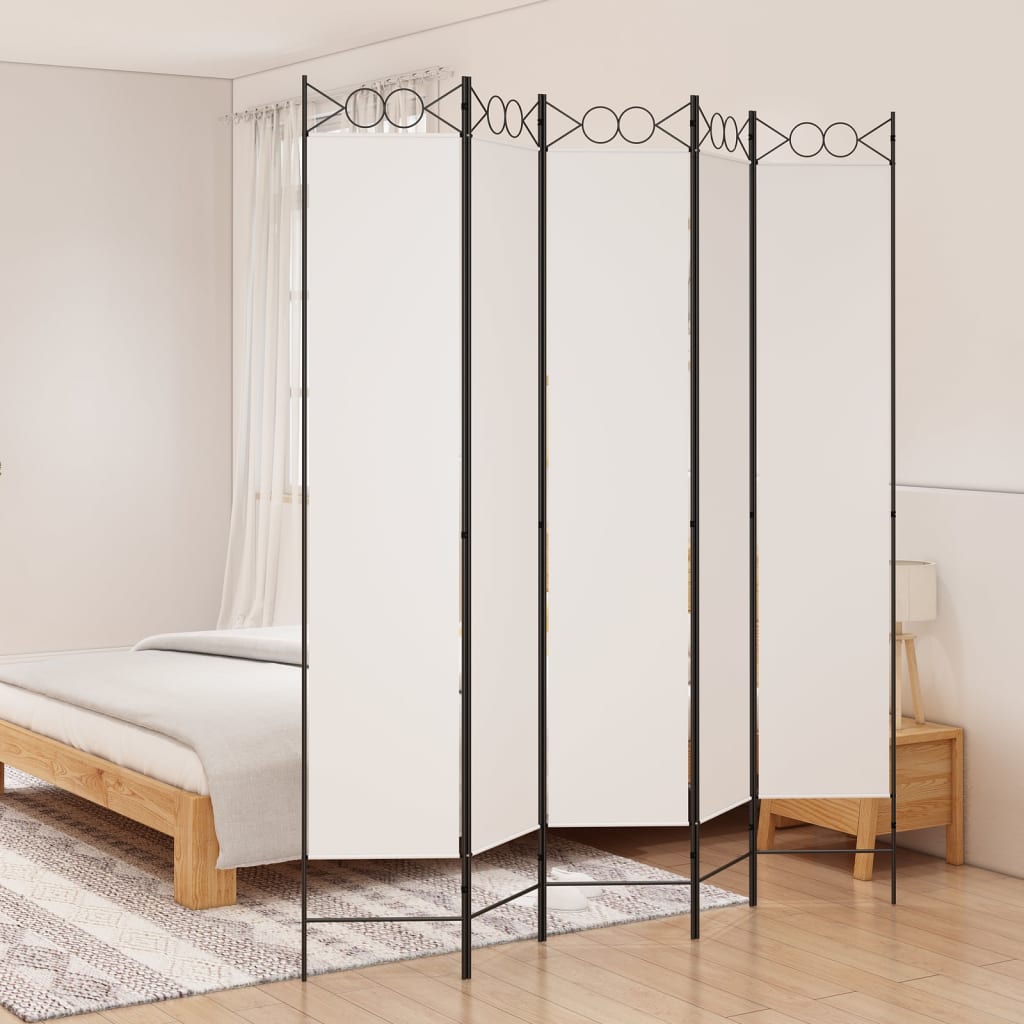 Kamerscherm Met 5 Panelen 200X220 Cm Stof Wit 1 200 x 220 cm