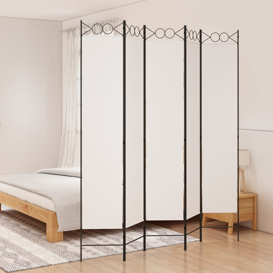 Kamerscherm Met 5 Panelen 200X220 Cm Stof Wit 1 200 x 220 cm