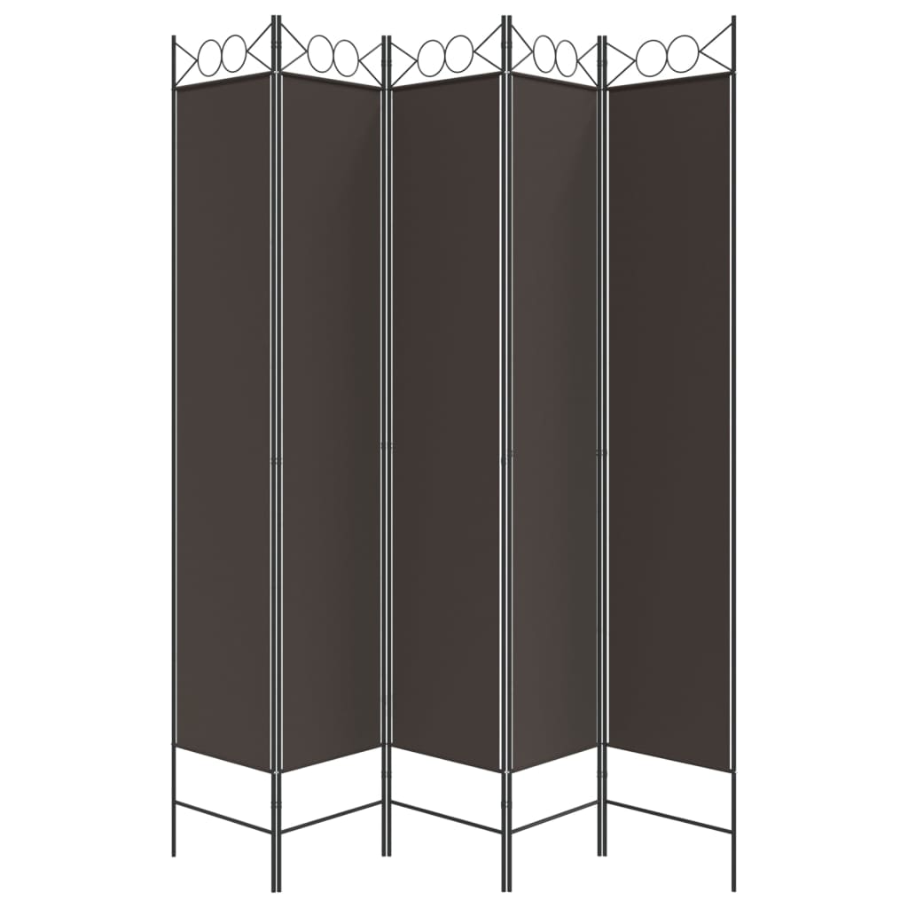 Kamerscherm Met 5 Panelen Stof Bruin 5