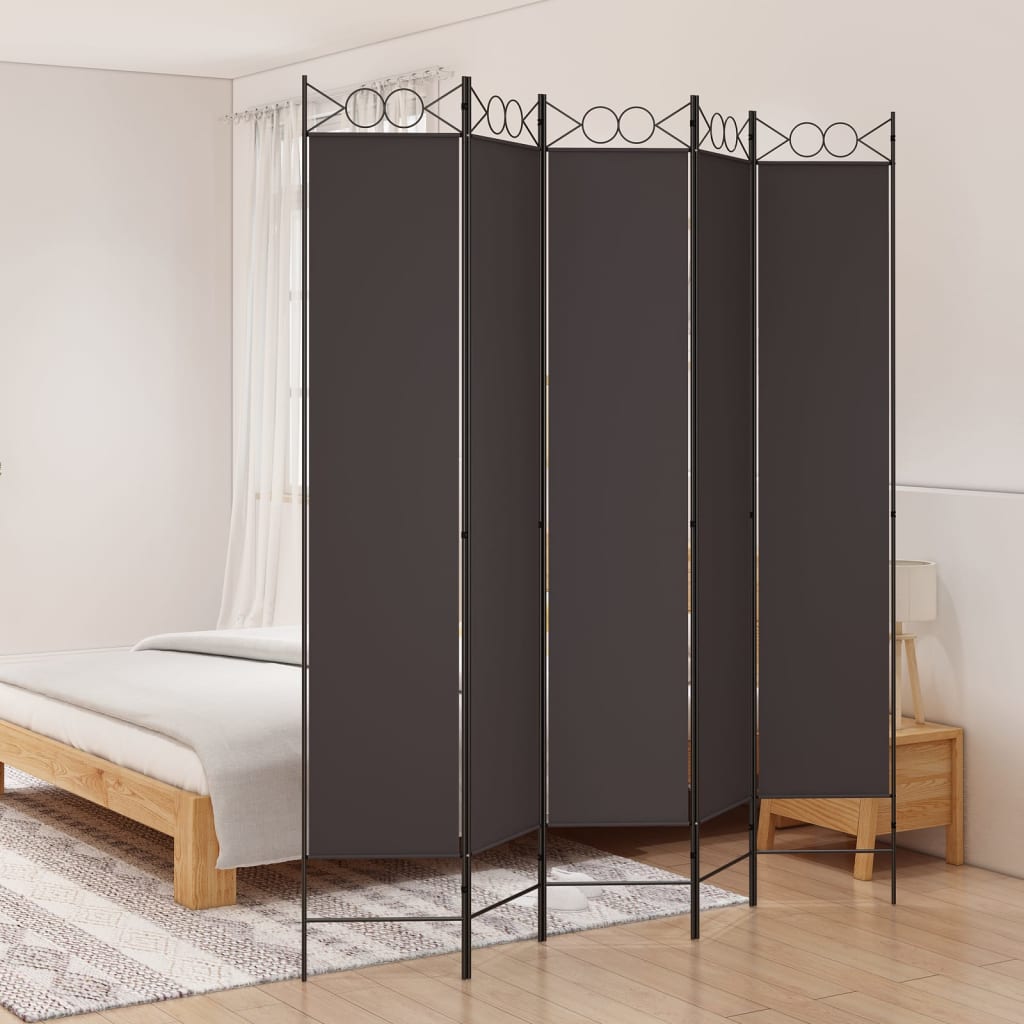 Kamerscherm Met 5 Panelen Stof Bruin 5