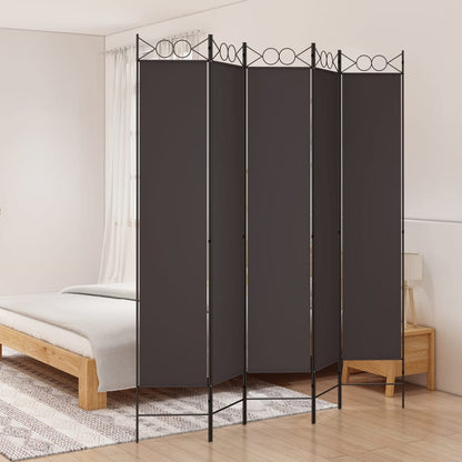 Kamerscherm Met 5 Panelen Stof Bruin 5