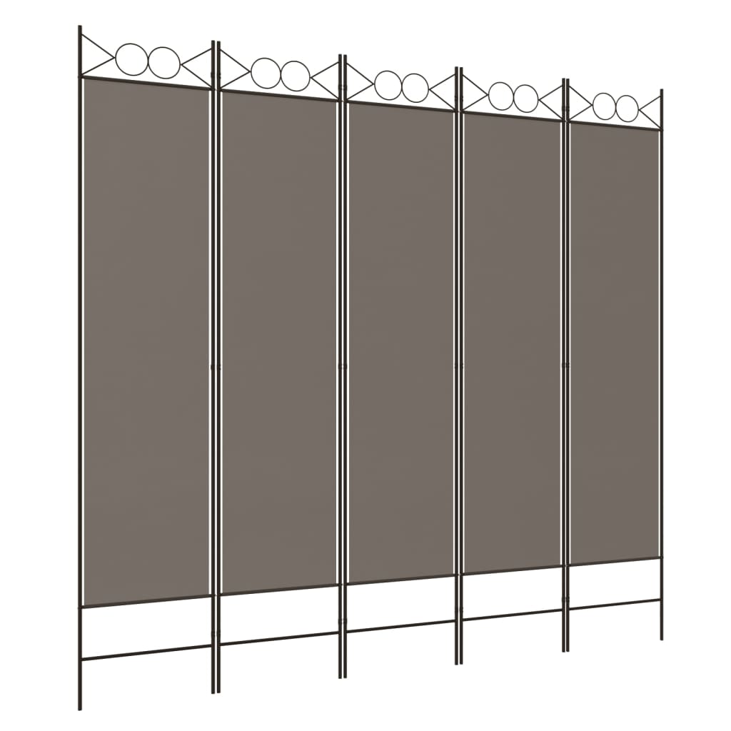 Kamerscherm met 5 panelen 300x200 cm stof antracietkleurig