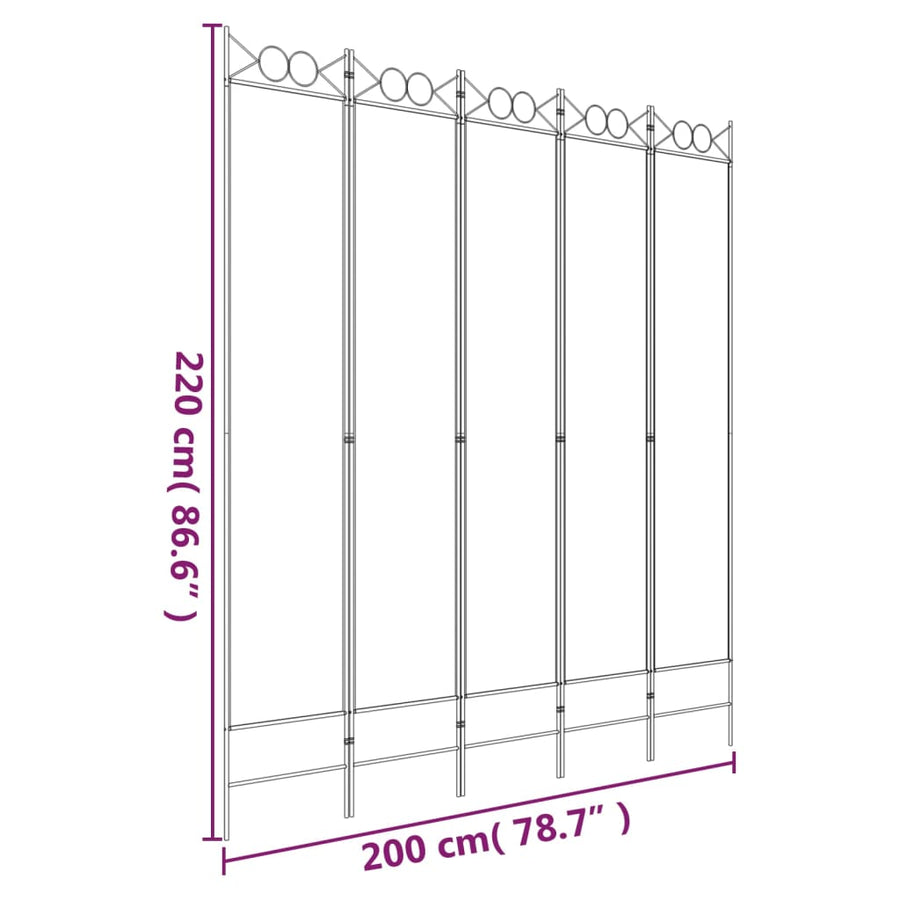 Kamerscherm met 5 panelen 300x200 cm stof antracietkleurig
