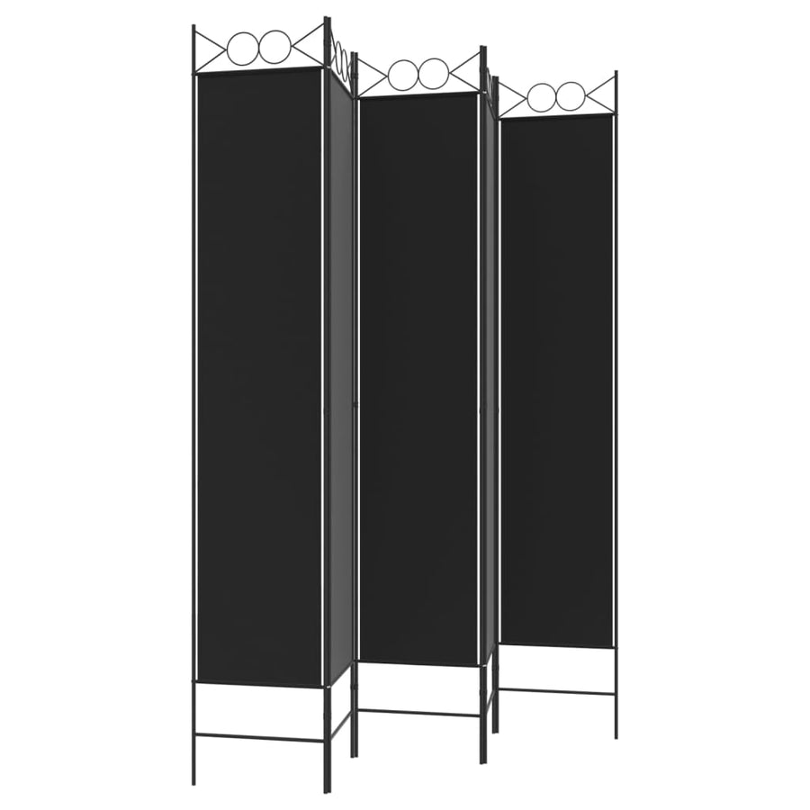 Kamerscherm Met 5 Panelen 200X200 Cm Stof Zwart 200 x 220 cm