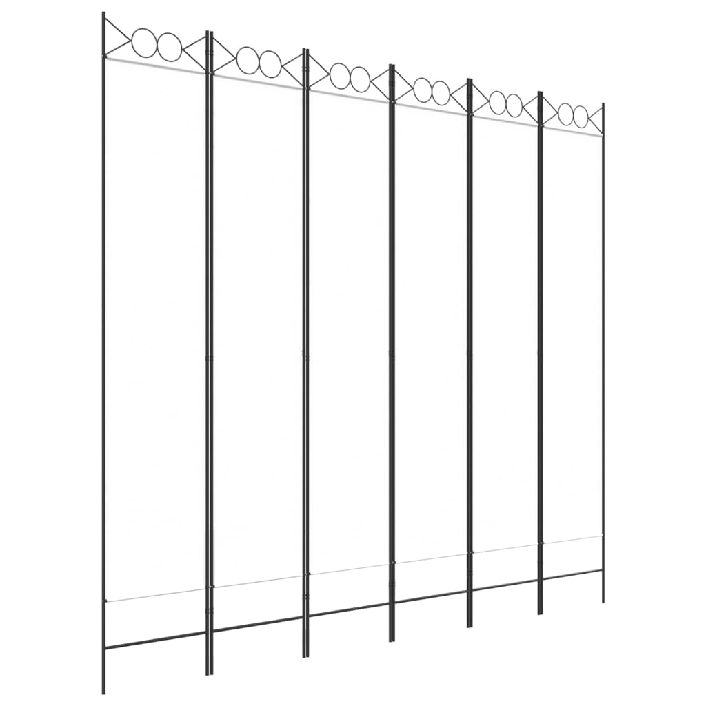 Kamerscherm Met 6 Panelen 240X220 Cm Stof Wit 1 240 x 220 cm