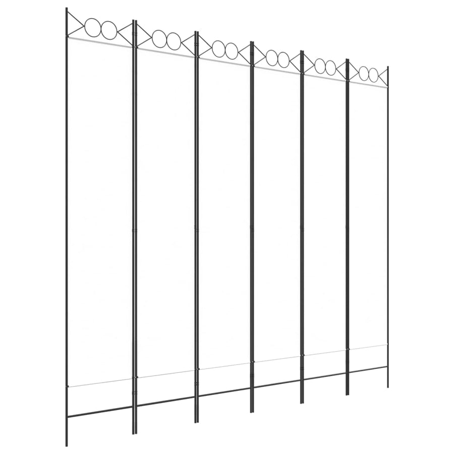 Kamerscherm Met 6 Panelen 240X220 Cm Stof Wit 1 240 x 220 cm
