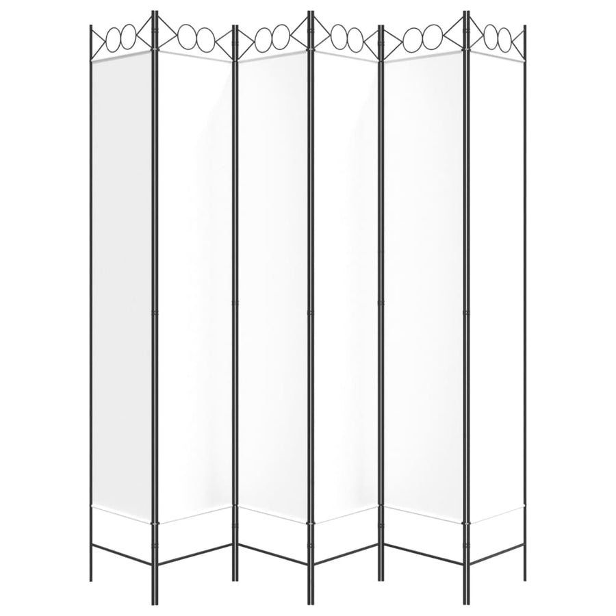 Kamerscherm Met 6 Panelen 240X220 Cm Stof Wit 1 240 x 220 cm
