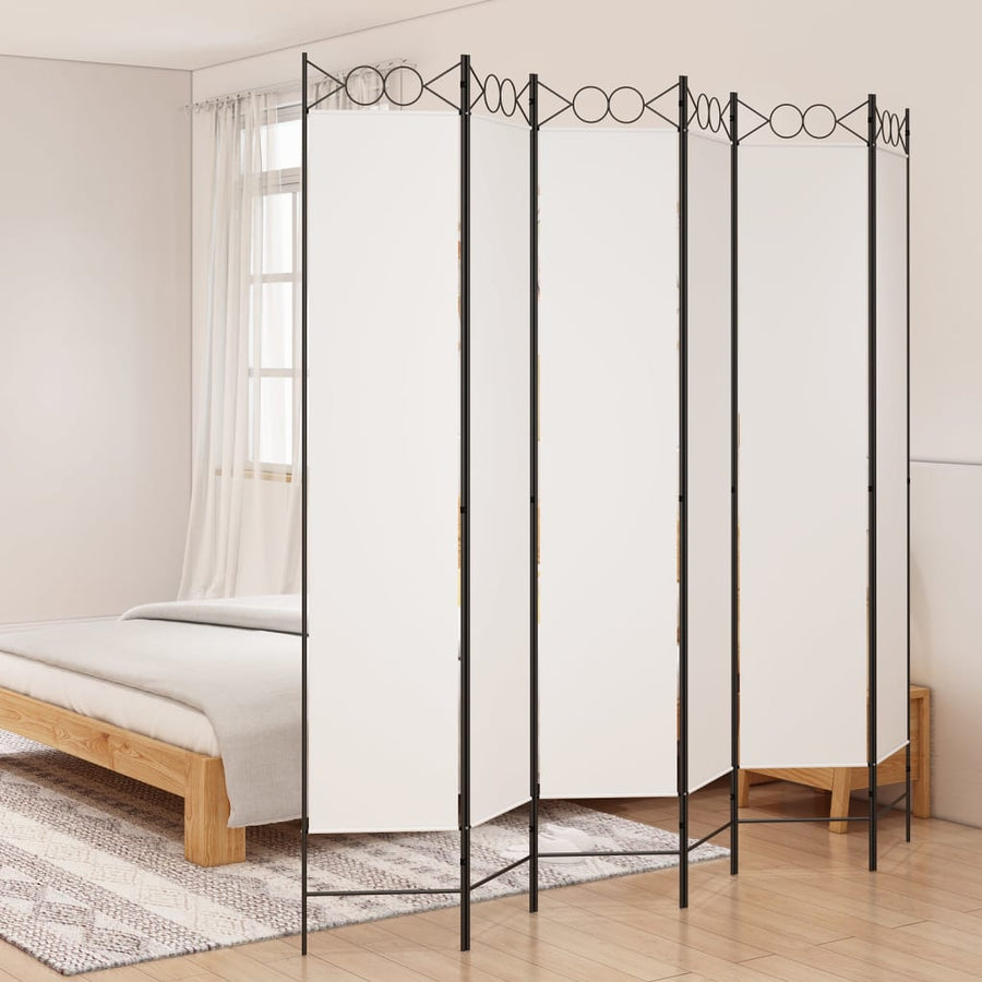 Kamerscherm Met 6 Panelen 240X220 Cm Stof Wit 1 240 x 220 cm