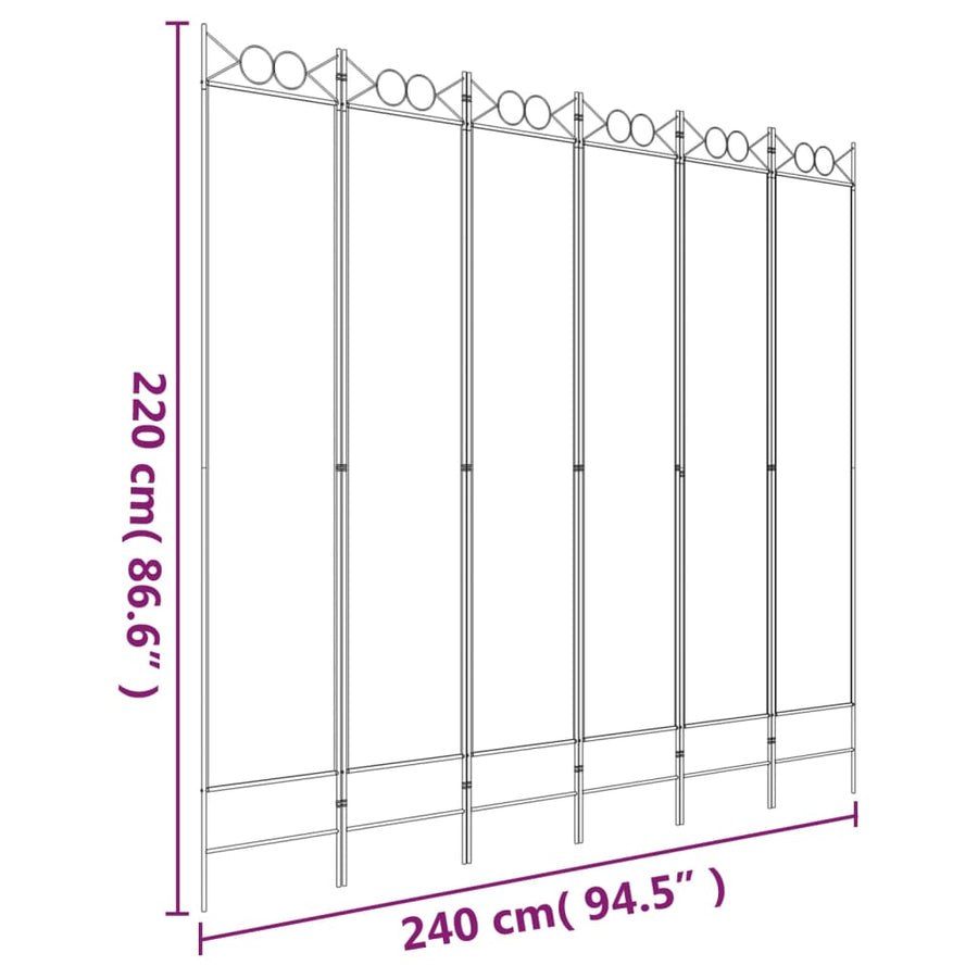 Kamerscherm Met 6 Panelen 300X220 Cm Stof Bruin 6