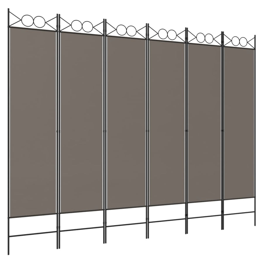 Kamerscherm Met 6 Panelen Stof Kleurig Antraciet 240 x 220 cm