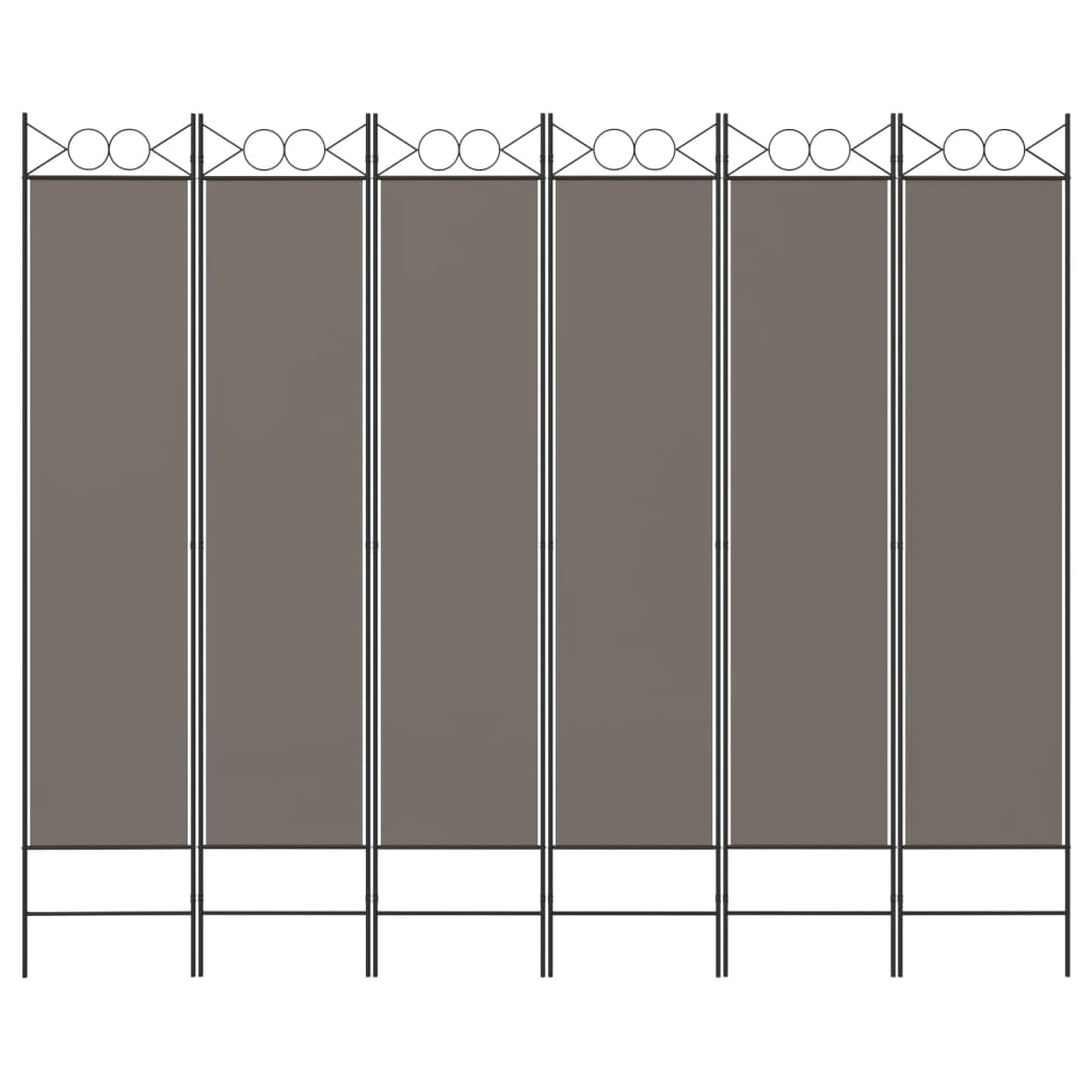 Kamerscherm Met 6 Panelen Stof Kleurig Antraciet 240 x 220 cm