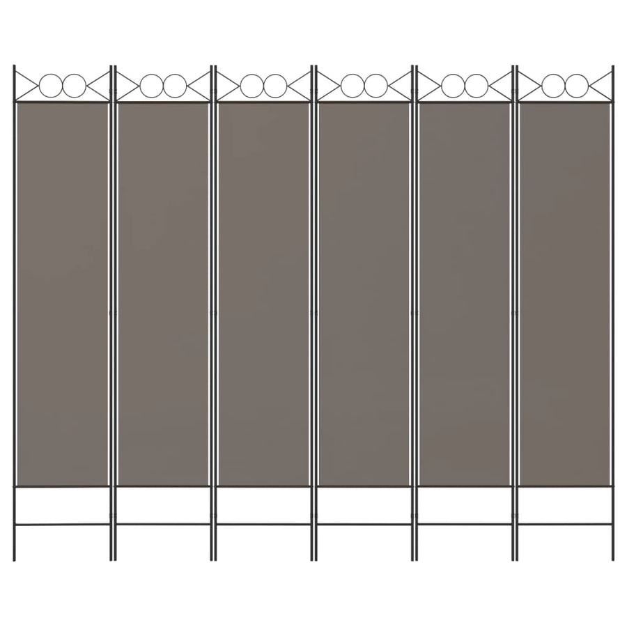 Kamerscherm Met 6 Panelen Stof Kleurig Antraciet 240 x 220 cm