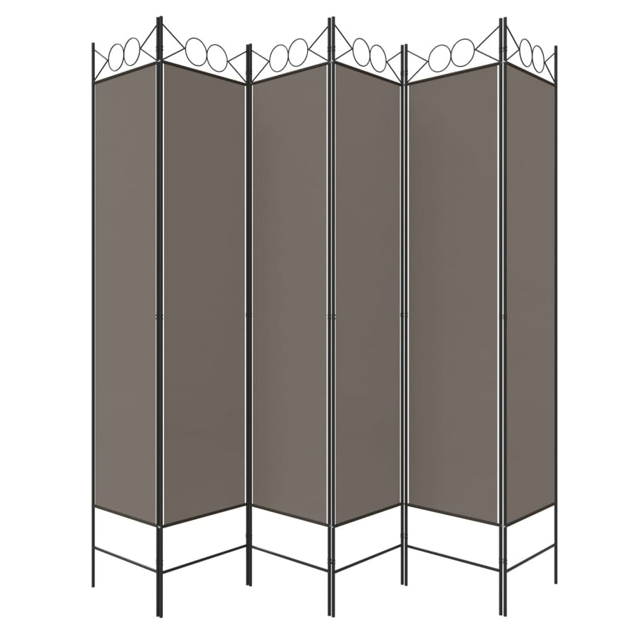 Kamerscherm Met 6 Panelen Stof Kleurig Antraciet 240 x 220 cm