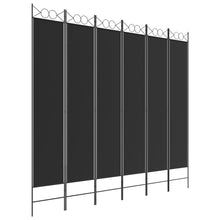 Kamerscherm met 6 panelen 240x220 cm stof zwart