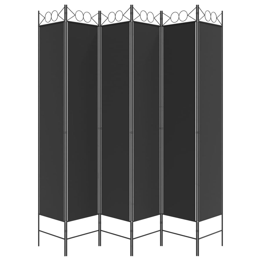 Kamerscherm met 6 panelen 240x220 cm stof zwart