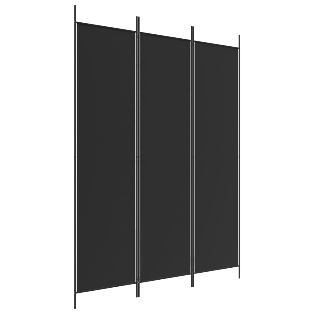 Kamerscherm Met 3 Panelen Stof 150 x 200 cm Zwart
