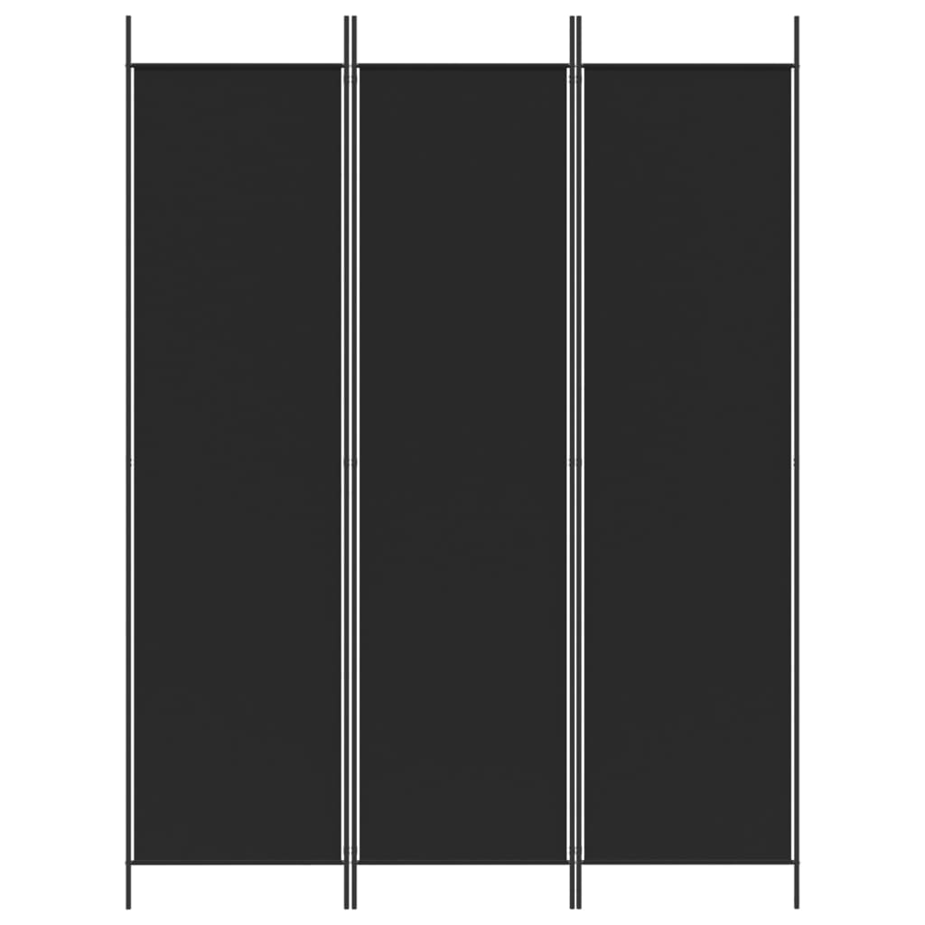 Kamerscherm Met 3 Panelen Stof 150 x 200 cm Zwart