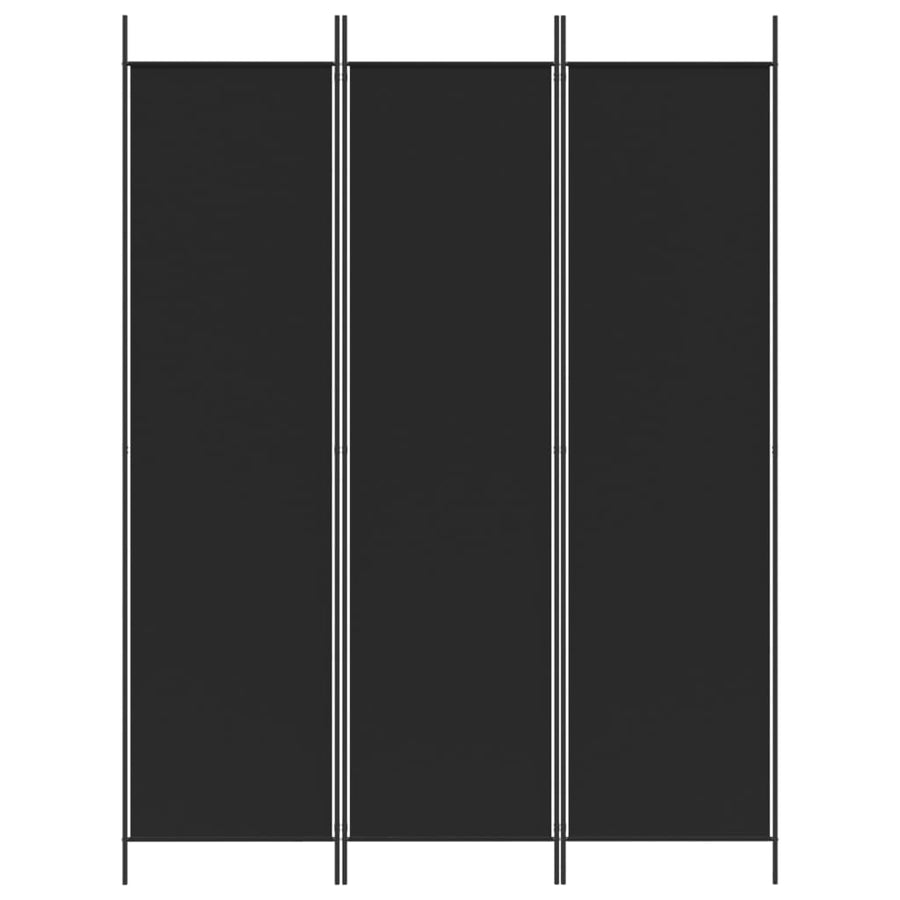 Kamerscherm Met 3 Panelen Stof 150 x 200 cm Zwart