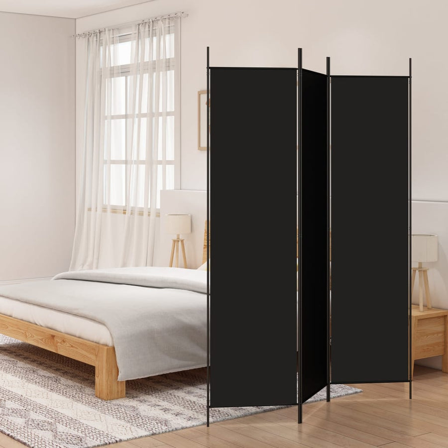 Kamerscherm Met 3 Panelen Stof 150 x 200 cm Zwart