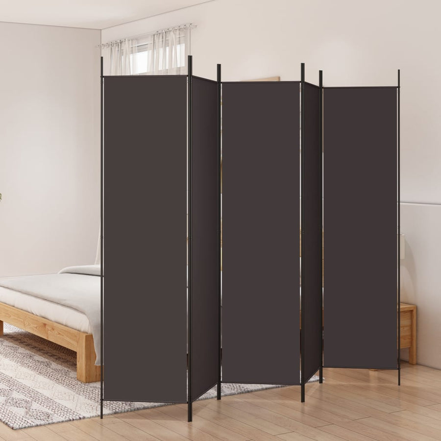 Kamerscherm Met 5 Panelen 250X200 Cm Stof Bruin