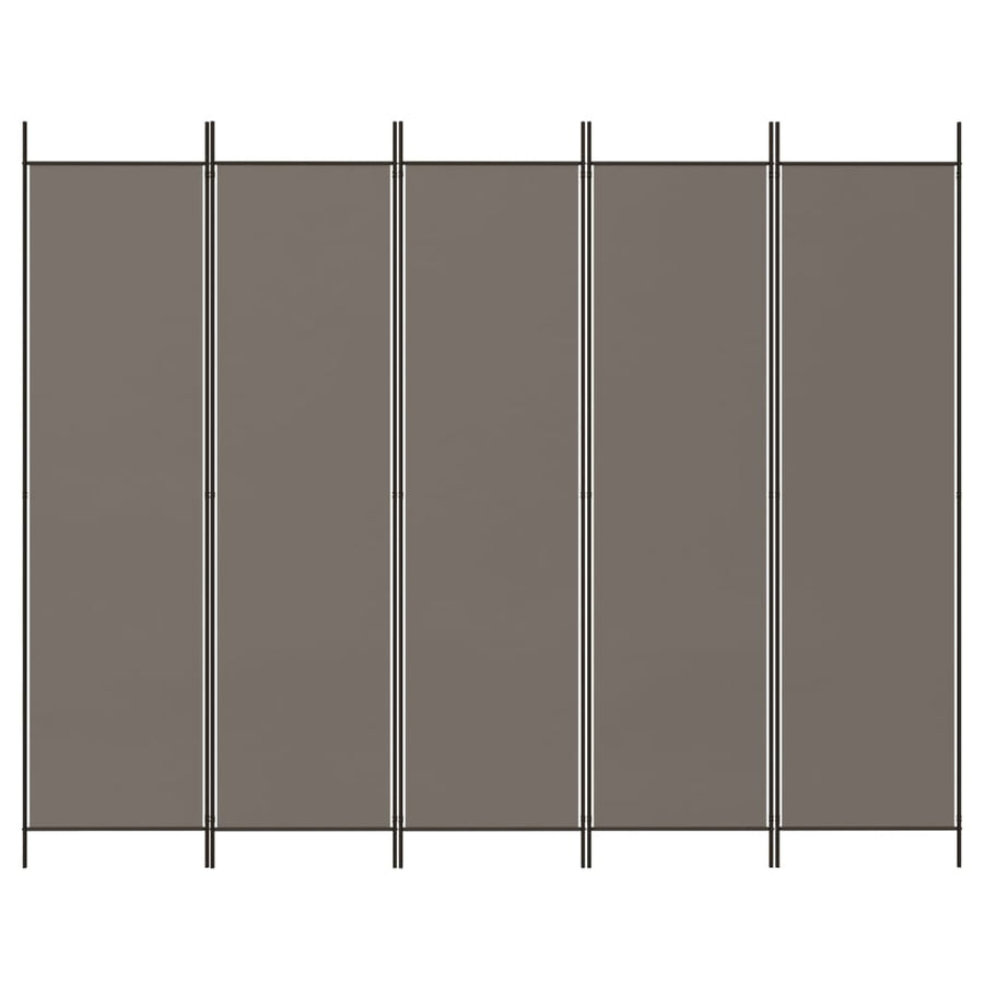 Kamerscherm Met 5 Panelen 300X200 Cm Stof Antracietkleurig