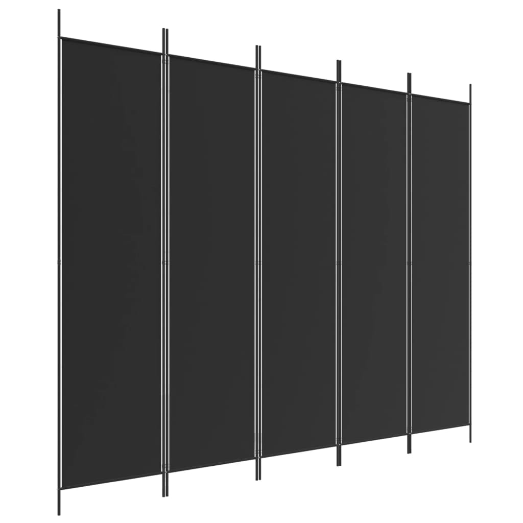 Kamerscherm Met 5 Panelen 250X200 Cm Stof Zwart