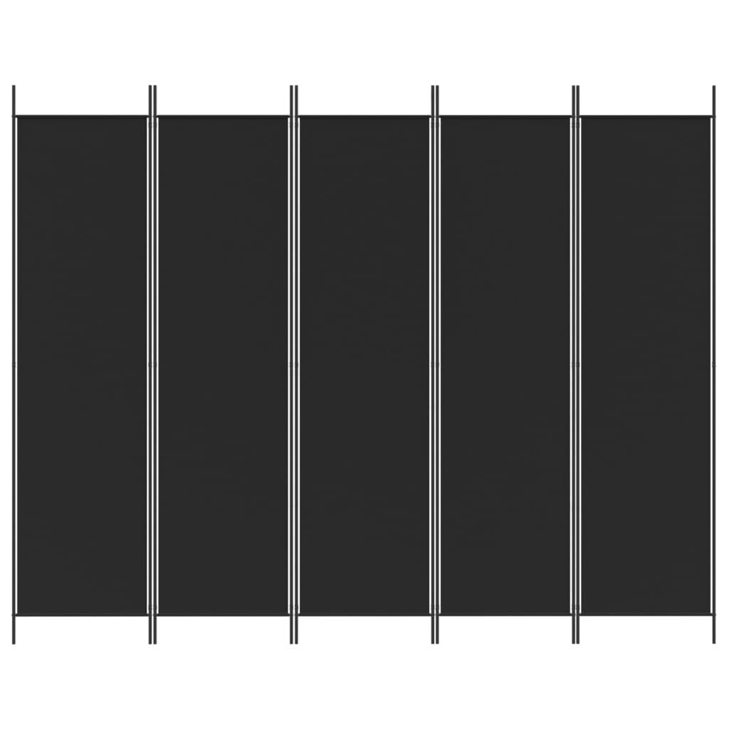 Kamerscherm Met 5 Panelen 250X200 Cm Stof Zwart