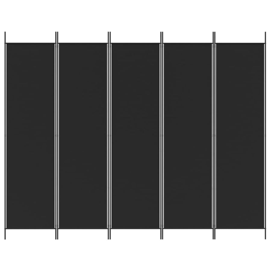 Kamerscherm Met 5 Panelen 250X200 Cm Stof Zwart