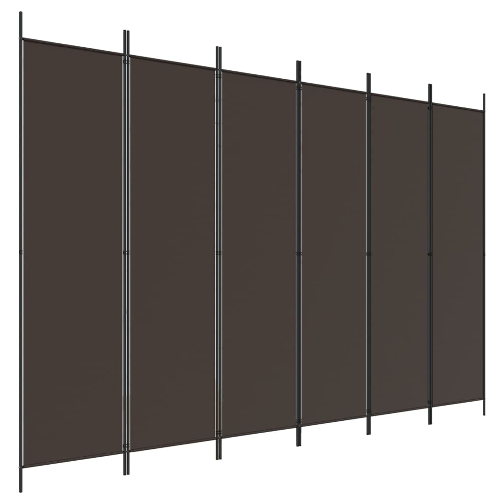 Kamerscherm Met 6 Panelen Stof 300 x 200 cm Bruin