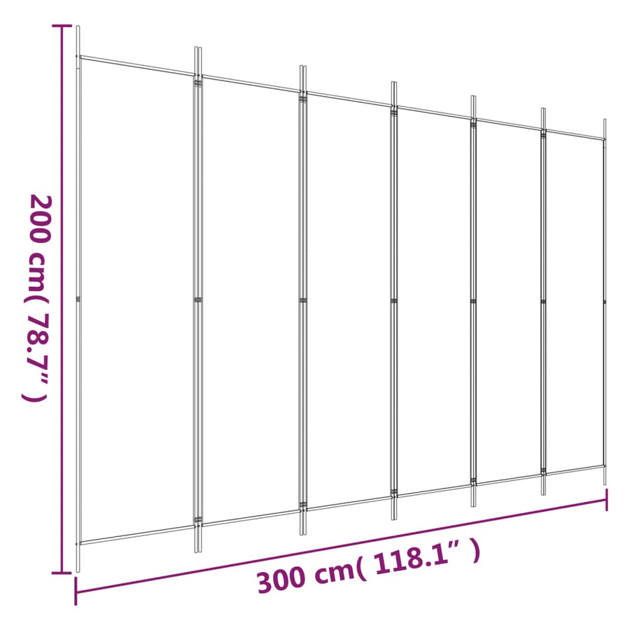 Kamerscherm Met 6 Panelen 300X200 Cm Stof Antracietkleurig