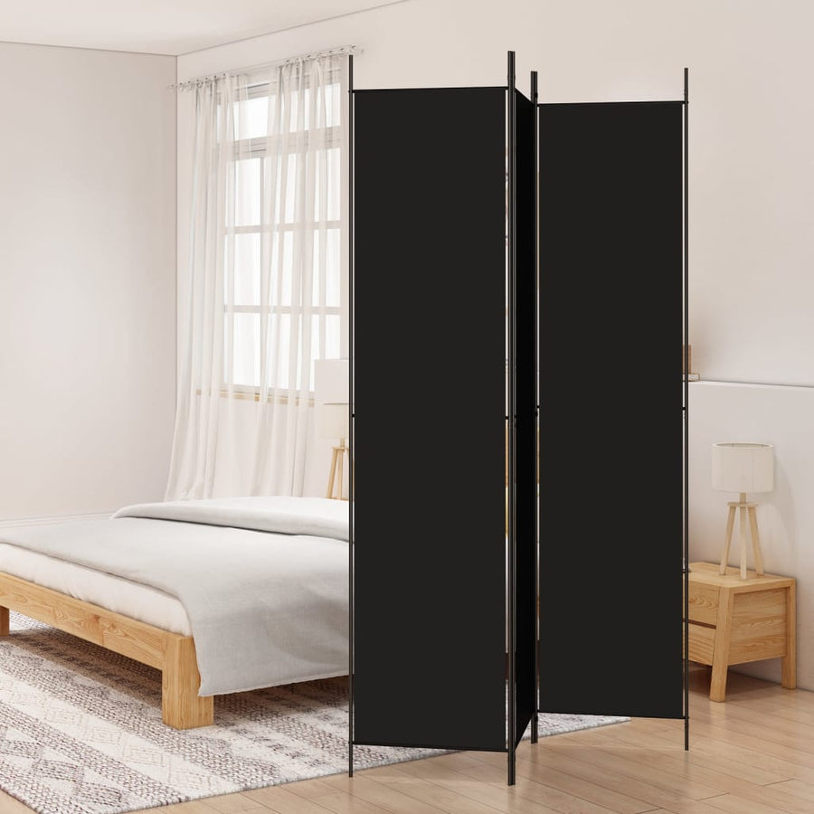 Kamerscherm Met 3 Panelen 150X220 Cm Stof Zwart