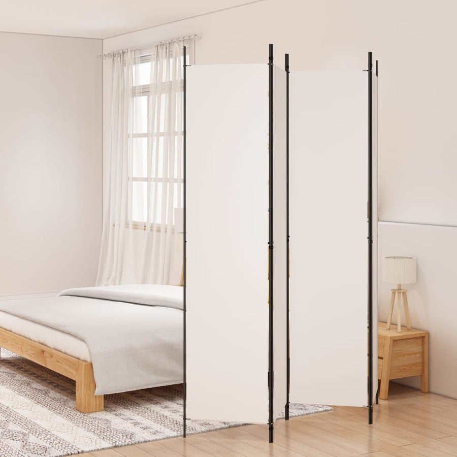 Kamerscherm Met 4 Panelen 200X220 Cm Stof Wit