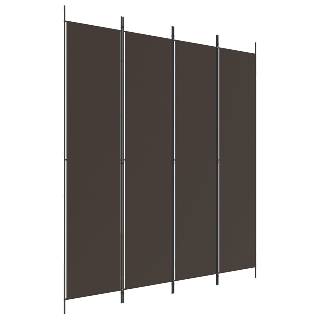 Kamerscherm Met 4 Panelen 200X220 Cm Stof Bruin