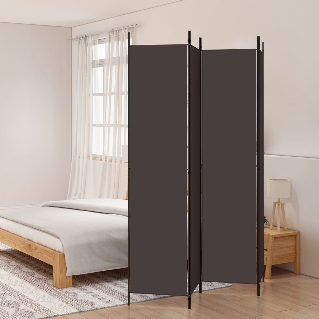Kamerscherm Met 4 Panelen 200X220 Cm Stof Bruin