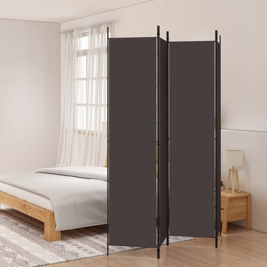 Kamerscherm Met 4 Panelen 200X220 Cm Stof Bruin