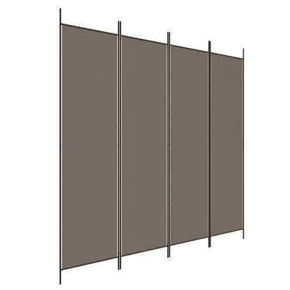 Kamerscherm Met 4 Panelen 200X220 Cm Stof Antracietkleurig