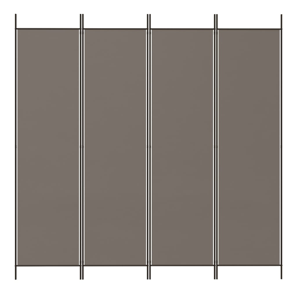 Kamerscherm Met 4 Panelen 200X220 Cm Stof Antracietkleurig