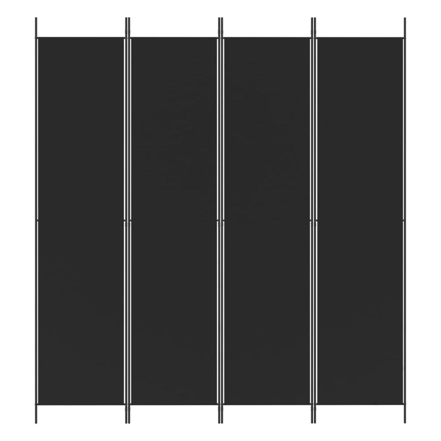 Kamerscherm Met 4 Panelen 200X220 Cm Stof Zwart