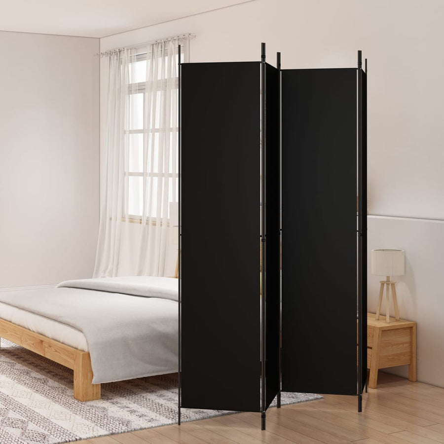 Kamerscherm Met 4 Panelen 200X220 Cm Stof Zwart