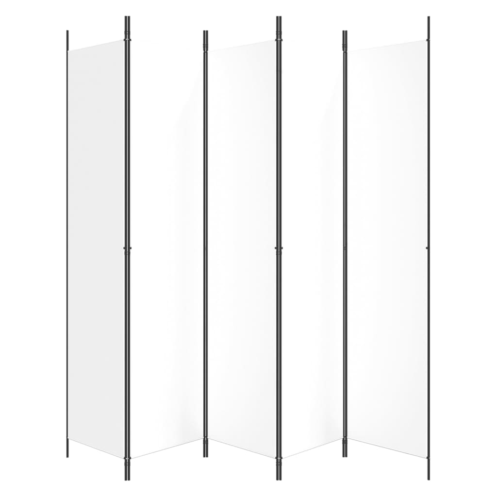 vidaXL Kamerscherm met 5 panelen 250x220 cm stof wit - Grote Kadoshop vidaXL Kamerscherm met 5 panelen 250x220 cm stof wit - Grote Kadoshop
