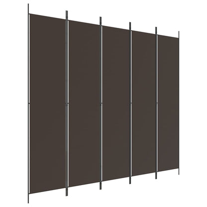 Kamerscherm Met 5 Panelen 250X220 Cm Stof Bruin