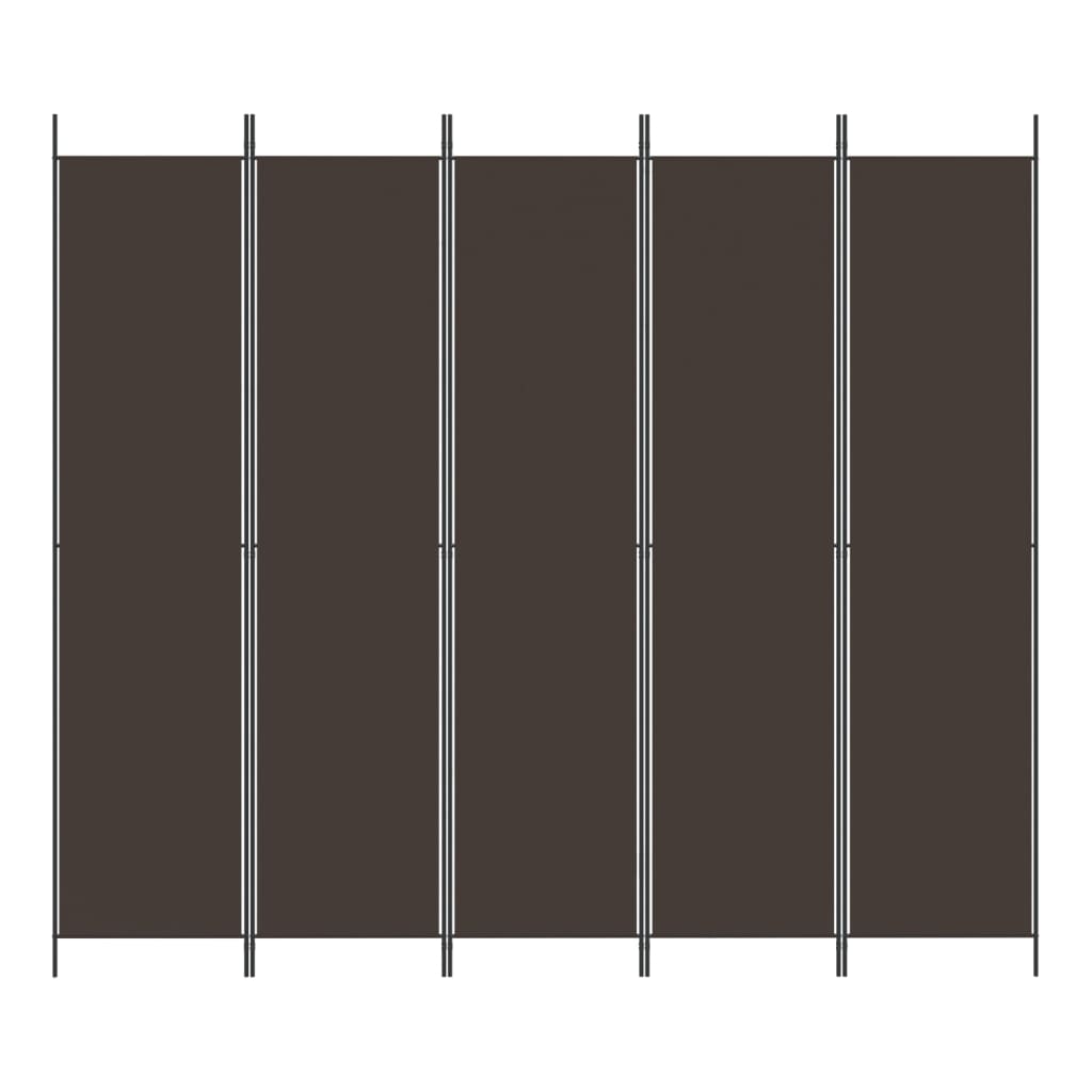 Kamerscherm Met 5 Panelen 250X220 Cm Stof Bruin
