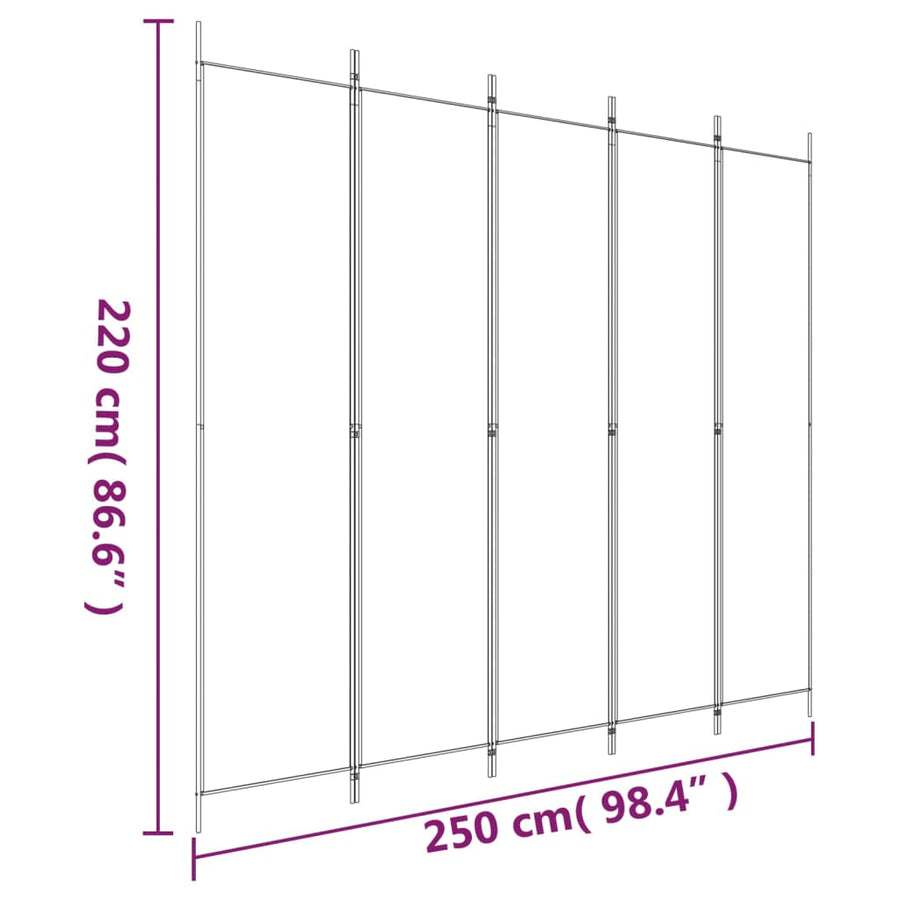 Kamerscherm Met 5 Panelen 250X220 Cm Stof Bruin