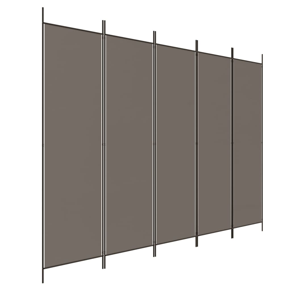 Kamerscherm Met 5 Panelen 250X220 Cm Stof Antracietkleurig
