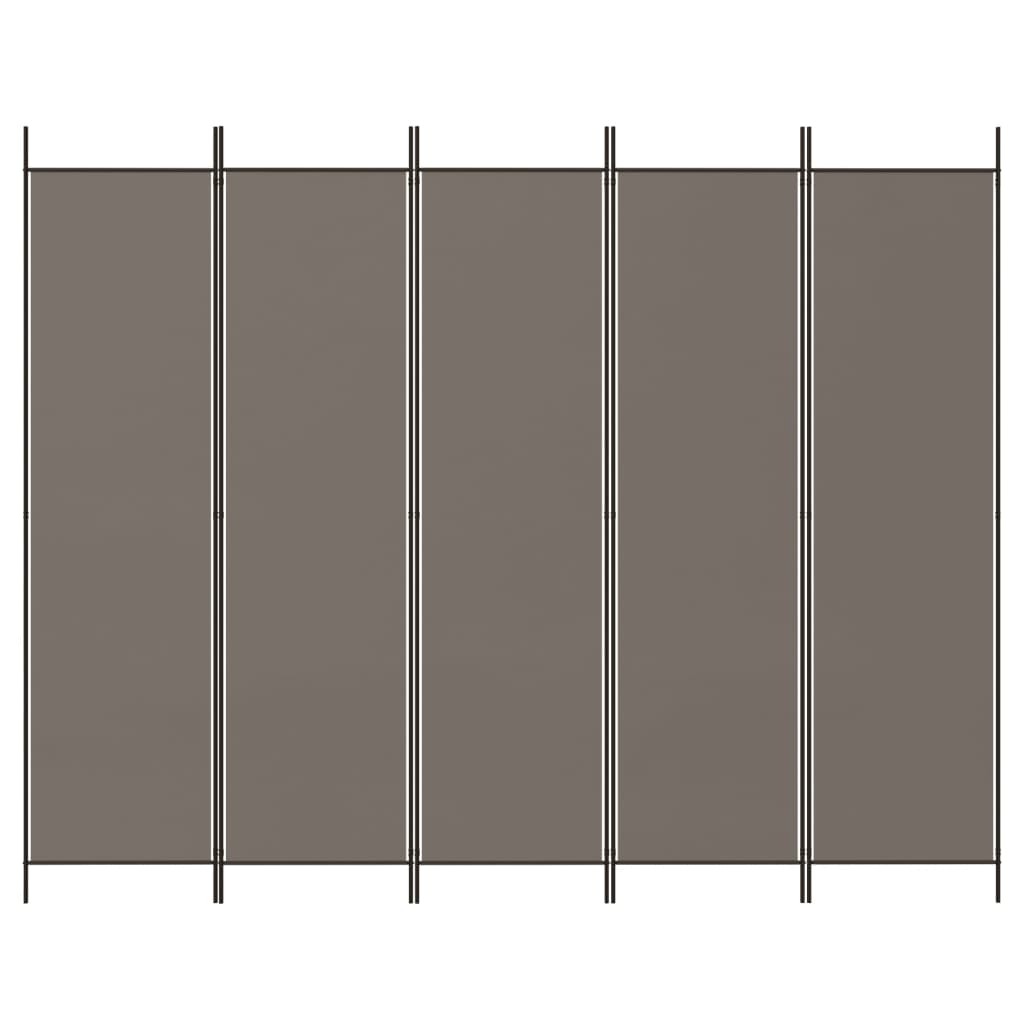 Kamerscherm Met 5 Panelen 250X220 Cm Stof Antracietkleurig