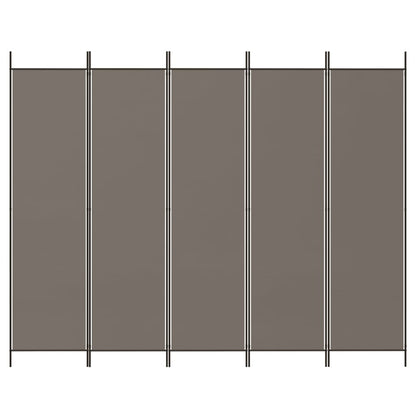 Kamerscherm Met 5 Panelen 250X220 Cm Stof Antracietkleurig
