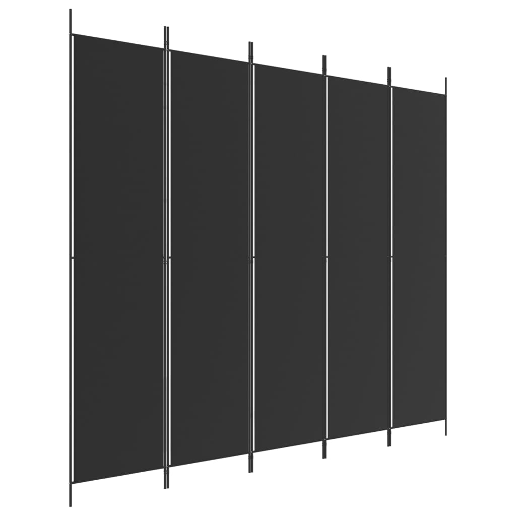 Kamerscherm Met 5 Panelen 250X220 Cm Stof Zwart