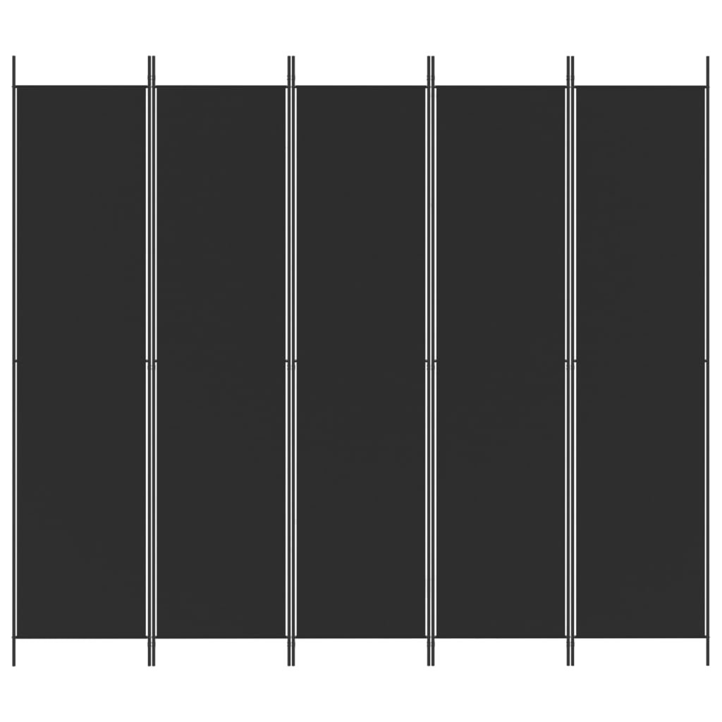 Kamerscherm Met 5 Panelen 250X220 Cm Stof Zwart